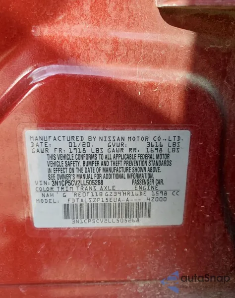 2020 Nissan Kicks Sv from USA, damaged, VIN 3N1CP5CV2LL505268